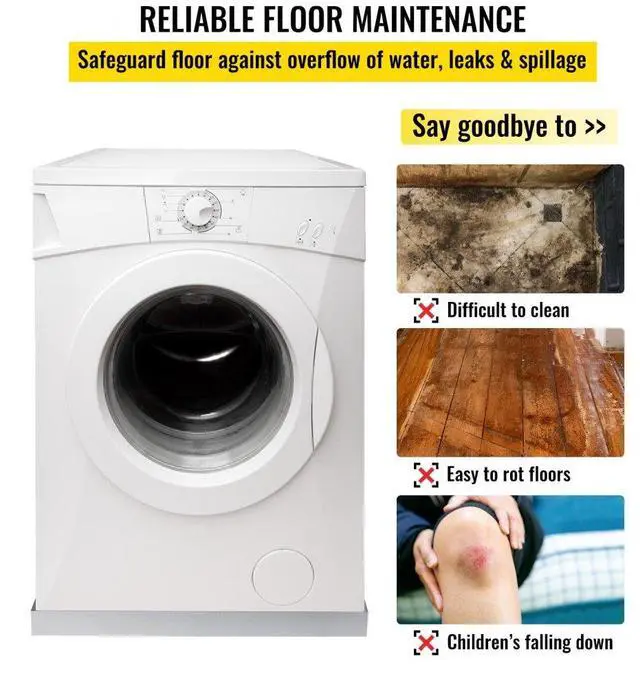 Alt view image 7 of 11 - VEVOR Washing Machine Drip Pan 32 X 30 Galvanized Steel 1.2mm ,w/ Drain Hole