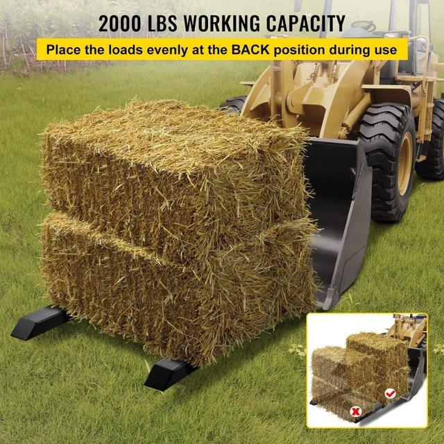 Alt view image 4 of 9 - VEVOR Clamp On Pallet Forks Loader Bucket 2000lbs Capacity 43" Hd Loader Tractor