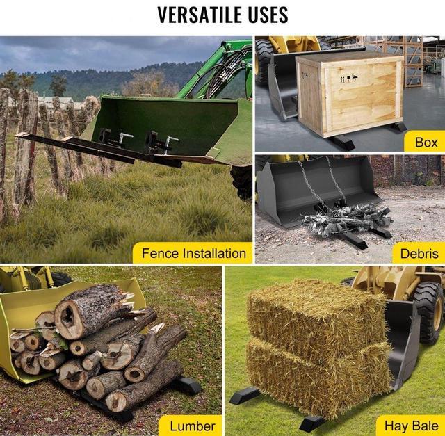 Alt view image 5 of 9 - VEVOR Clamp On Pallet Forks Loader Bucket 2000lbs Capacity 43" Hd Loader Tractor