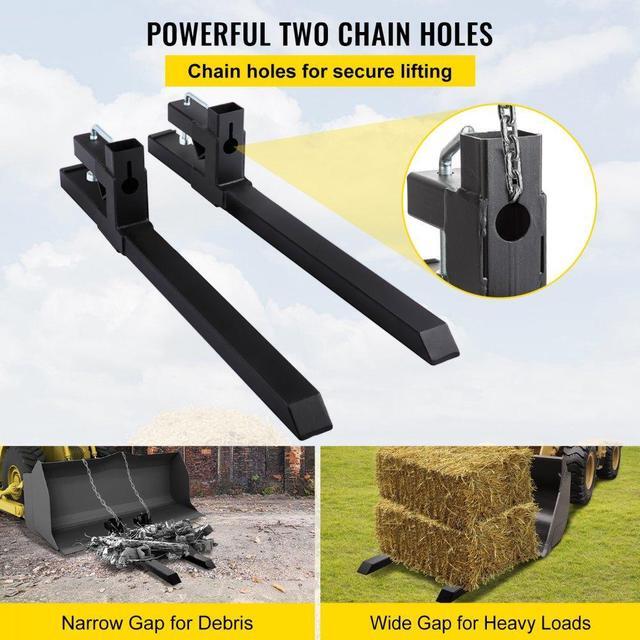 Alt view image 7 of 9 - VEVOR Clamp On Pallet Forks Loader Bucket 2000lbs Capacity 43" Hd Loader Tractor