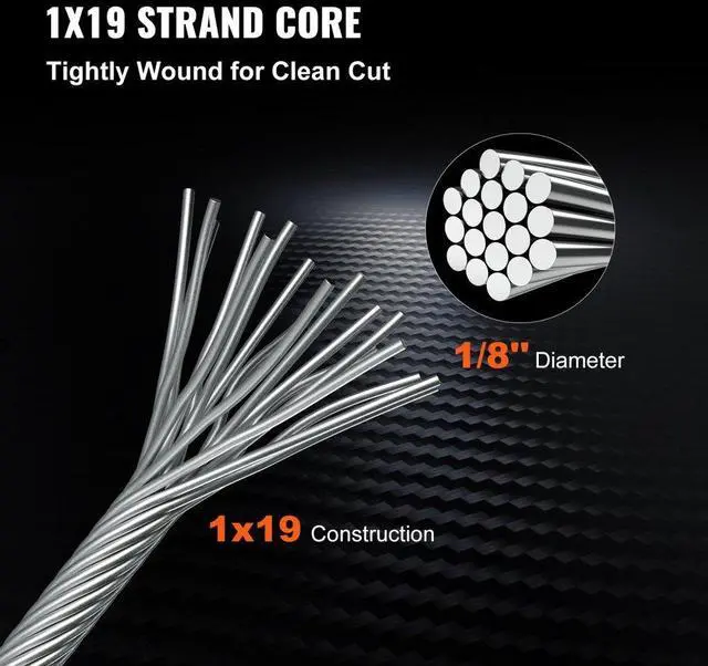 Alt view image 6 of 9 - VEVOR Cable Railing 1000ft Stainless Steel Wire Rope 1/8" Stainless Stranded Wire 1x19