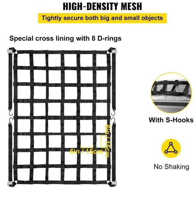 Alt view image 7 of 8 - VEVOR Truck Bed Cargo Net 3.5x4.1ft Truck Cargo Net Zinc Plate 4 S-hook Straps Hot