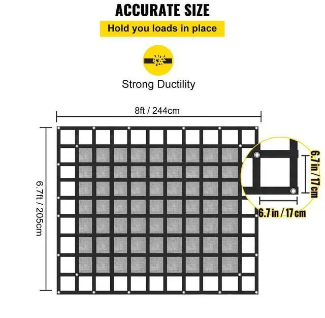 Alt view image 5 of 8 - VEVOR 2Ton/4400LBS Truck Bed Cargo Net Reinforced Web Cargo w/ 4 S-Hook Straps