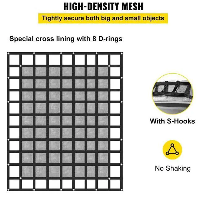 Alt view image 7 of 8 - VEVOR 2Ton/4400LBS Truck Bed Cargo Net Reinforced Web Cargo w/ 4 S-Hook Straps