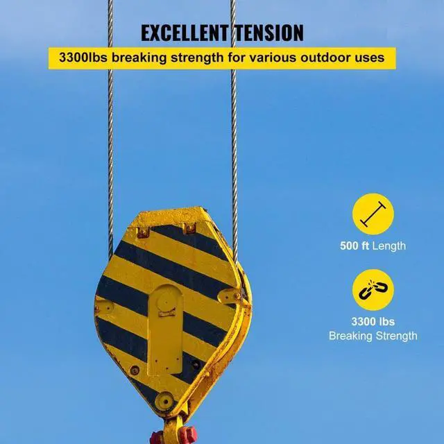 Alt view image 4 of 8 - VEVOR 500ft 1x19 Stainless Steel Cable Wire Rope 5/32 Lifting Fishery Mining