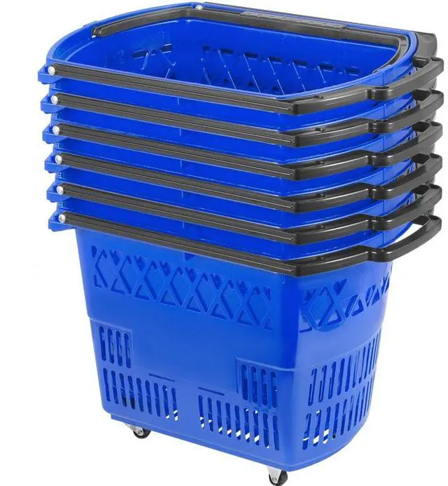 Alt view image 11 of 17 - VEVOR 6 PCS Shopping Carts Large Basket Blue Shopping Basket with Handle Portable and Durable Shopping Baskets for Retail Store (21 X 14 X 13 inch-6, Blue)
