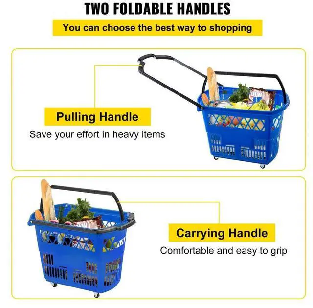 Alt view image 15 of 17 - VEVOR 6 PCS Shopping Carts Large Basket Blue Shopping Basket with Handle Portable and Durable Shopping Baskets for Retail Store (21 X 14 X 13 inch-6, Blue)