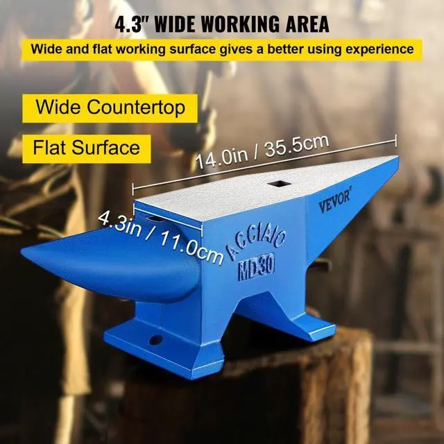 Alt view image 7 of 8 - VEVOR Round Horn 66 Lb Blacksmith Cast Steel Anvil Rugged Metal Work Heavy Duty
