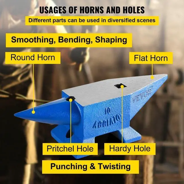 Alt view image 5 of 8 - VEVOR 22lb Blacksmith Anvil Steel Anvil 10kg Solid Heat Treated Round Horn Metal Work