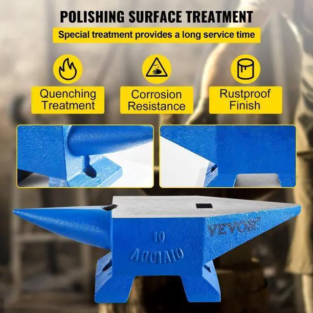 Alt view image 6 of 8 - VEVOR 22lb Blacksmith Anvil Steel Anvil 10kg Solid Heat Treated Round Horn Metal Work