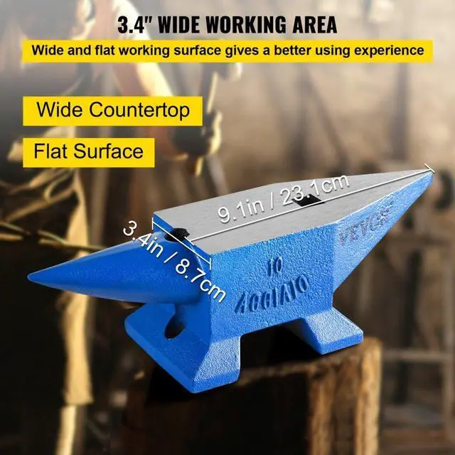 Alt view image 7 of 8 - VEVOR 22lb Blacksmith Anvil Steel Anvil 10kg Solid Heat Treated Round Horn Metal Work