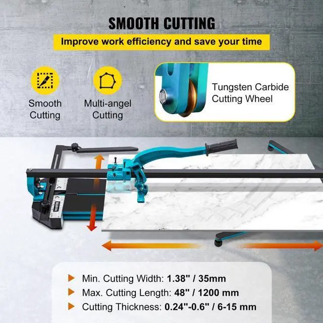 Alt view image 4 of 8 - VEVOR 47" Manual Tile Cutter Cutting Machine 1200mm For Large Tile Porcelain Steel