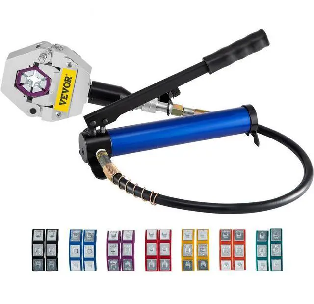 Alt view image 2 of 8 - Split Hydraulic A/c Hose Crimper Kit Crimping Set Hose Fittings W/ Aluminum Pump