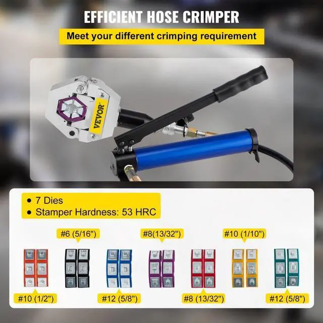Alt view image 4 of 8 - Split Hydraulic A/c Hose Crimper Kit Crimping Set Hose Fittings W/ Aluminum Pump