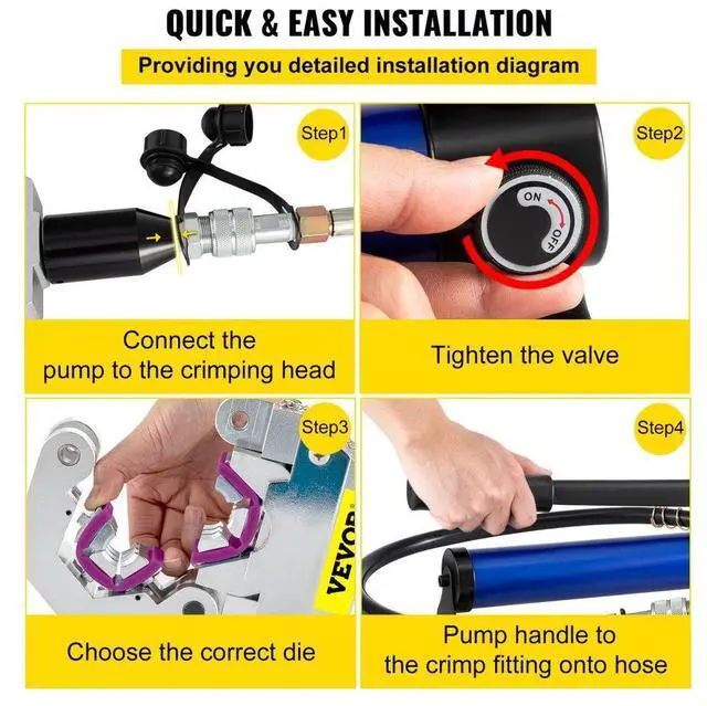 Alt view image 7 of 8 - Split Hydraulic A/c Hose Crimper Kit Crimping Set Hose Fittings W/ Aluminum Pump