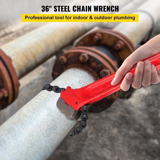 Alt view image 3 of 8 - Pipe Wrench Ratchet Chain Wrench 36" Handle With 30" Chain Up To 7.5" Pipe