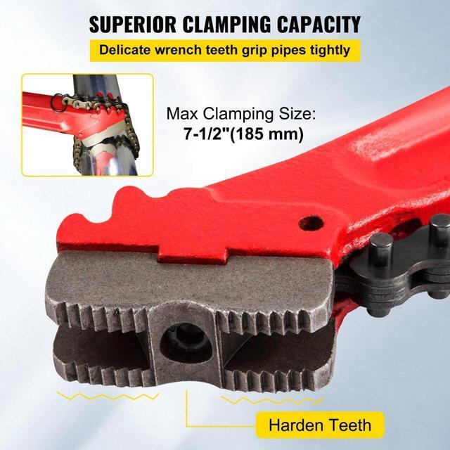 Alt view image 4 of 8 - Pipe Wrench Ratchet Chain Wrench 36" Handle With 30" Chain Up To 7.5" Pipe
