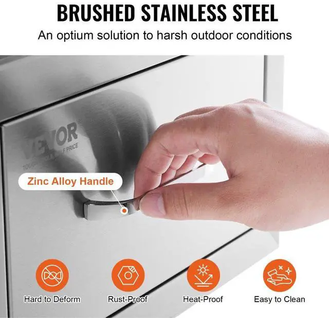 Alt view image 10 of 13 - VEVOR 8.5 x 14 BBQ Stainless Steel Single Drawers Flush Style + Handle Walled Island