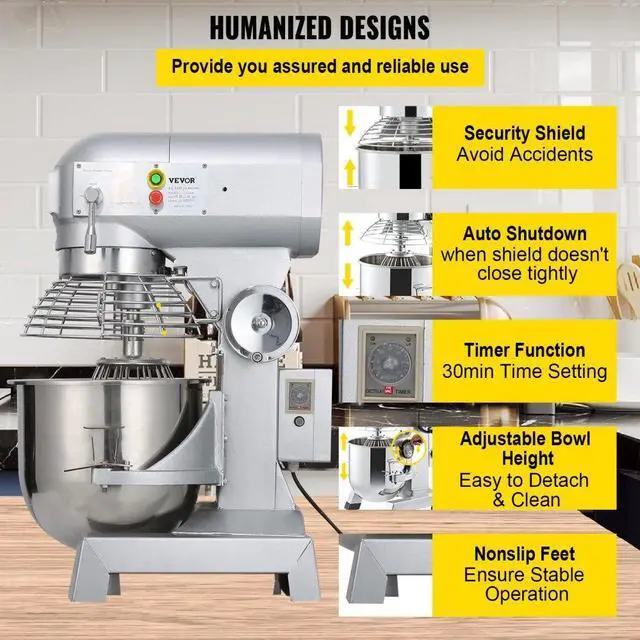 Alt view image 11 of 12 - VEVOR Commercial Electric Food Mixer 15Qt Stand Machine Dough Mixer 3 Speed 600W