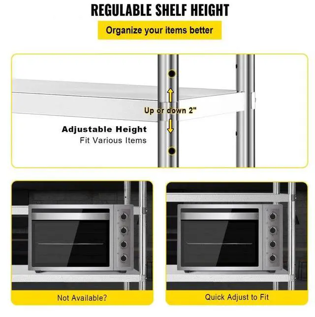 Alt view image 6 of 8 - Kitchen Shelves Shelf Rack Stainless Steel Shelving Organizer Units 60*72 Inch