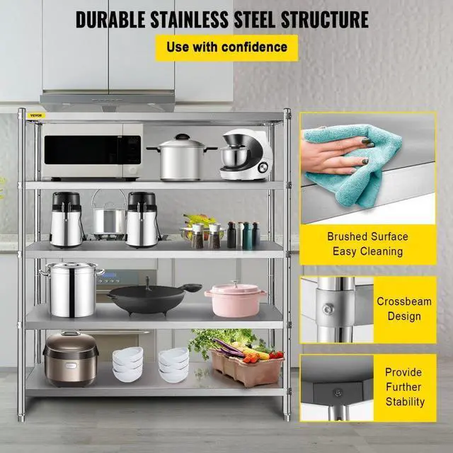 Alt view image 5 of 8 - Kitchen Shelves Shelf Rack Stainless Steel Shelving Organizer Units 60*72 Inch
