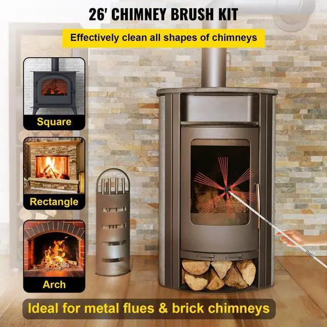 Alt view image 3 of 8 - Chimney Cleaner Sweep Kit Cleaning Rotary Brush Rod Fireplace 8m +extra Head