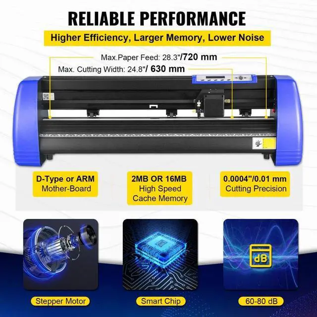 Alt view image 4 of 8 - VEVOR 28" Vinyl Cutter/Plotter Sign Cutting Machine Software 20Blades LCD Black