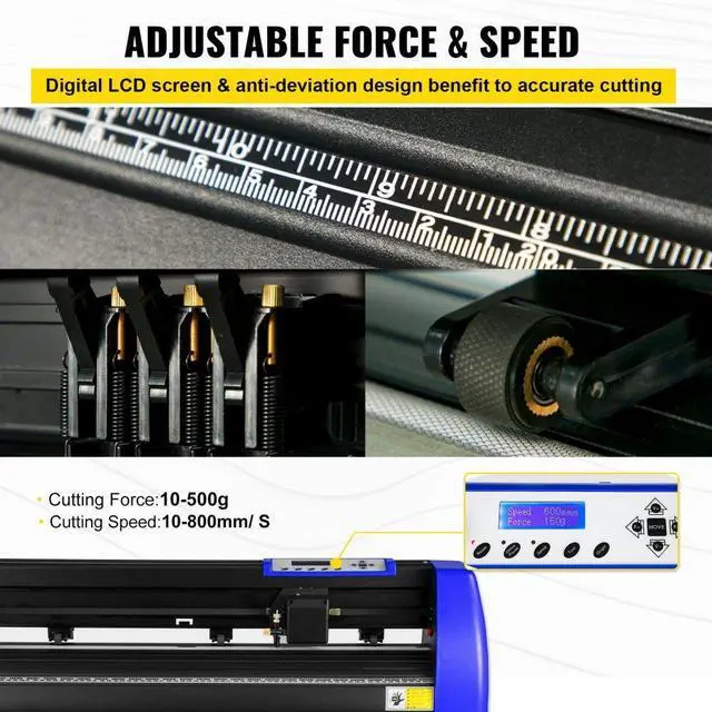 Alt view image 5 of 8 - VEVOR 28" Vinyl Cutter/Plotter Sign Cutting Machine Software 20Blades LCD Black