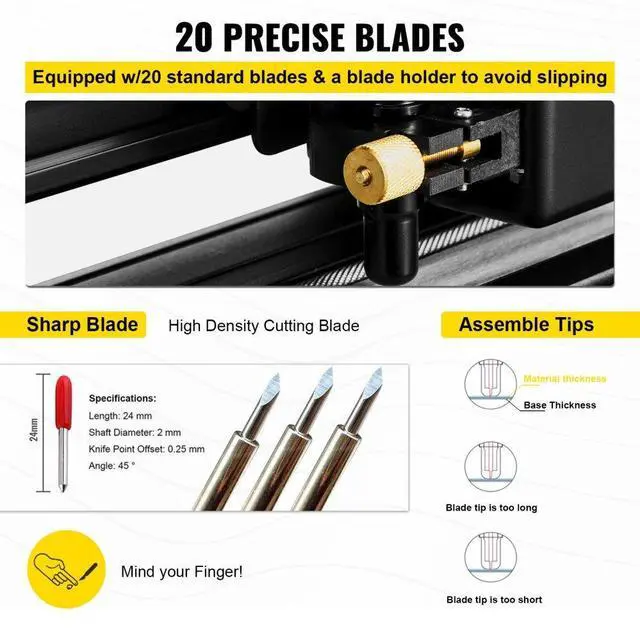 Alt view image 7 of 8 - VEVOR 28" Vinyl Cutter/Plotter Sign Cutting Machine Software 20Blades LCD Black