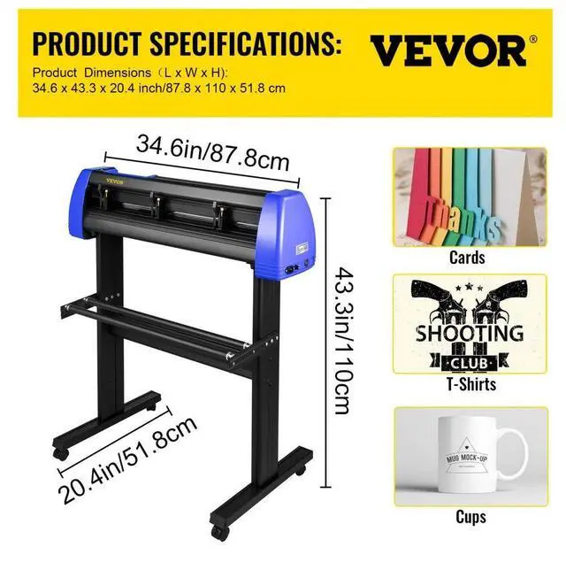 Alt view image 8 of 8 - VEVOR 28" Vinyl Cutter/Plotter Sign Cutting Machine Software 20Blades LCD Black