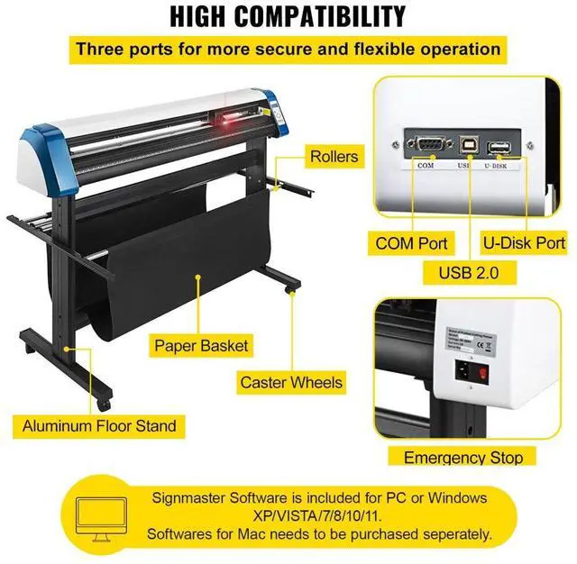 Alt view image 7 of 8 - VEVOR 53" Vinyl Cutter Plotter Sign Cutting Machine Optical Eye Signmaster