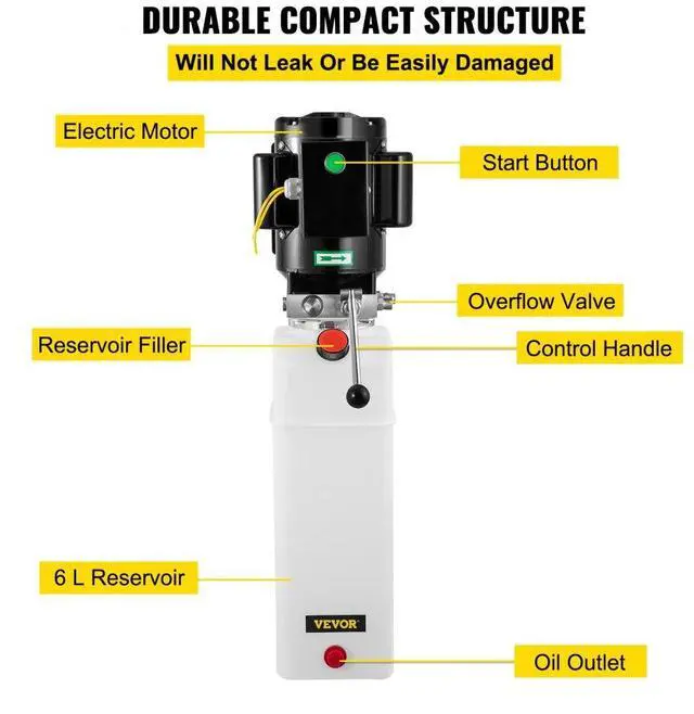 Alt view image 6 of 8 - VEVOR 6l Car Lift Hydraulic Power Unit Pack 220v 3hp S3 Auto Universal