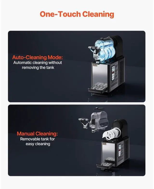 Alt view image 5 of 7 - VEVOR Commercial Slushy Machine, 3L Single Bowl Slush Drink Maker, 330W Frozen Drink Machine with Temperature Preservation, Stainless Steel Home Slush Frozen Drink Machine Automatic Clean, Black