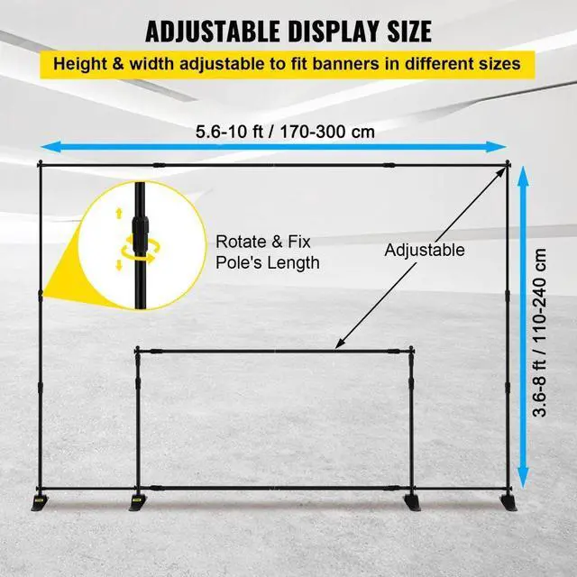 Alt view image 9 of 14 - vevor 8'x 8' - 10' x 8' backdrop banner stand newest step and repeat for trade show wall exhibitor photo booth background adjus