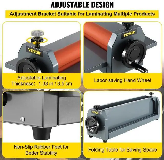 Alt view image 8 of 12 - VEVOR 25.5" 650MM Manual Cold Roll Laminator Laminating Machine