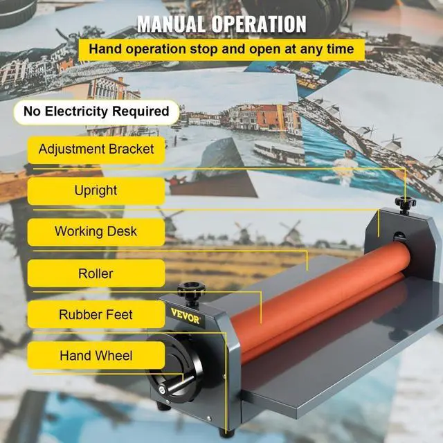 Alt view image 9 of 12 - VEVOR 25.5" 650MM Manual Cold Roll Laminator Laminating Machine