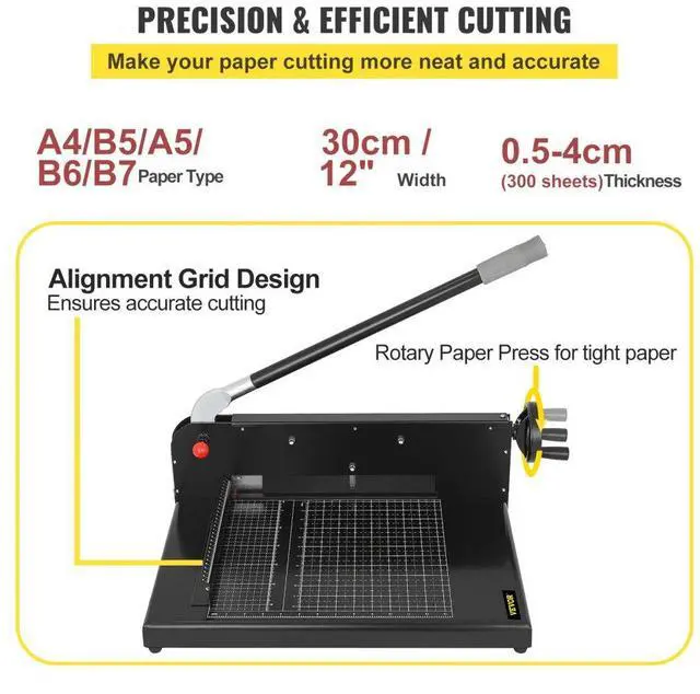 Alt view image 5 of 9 - VEVOR 12" A4 Width Guillotine Paper Cutter Heavy Duty Stack Paper Trimmer
