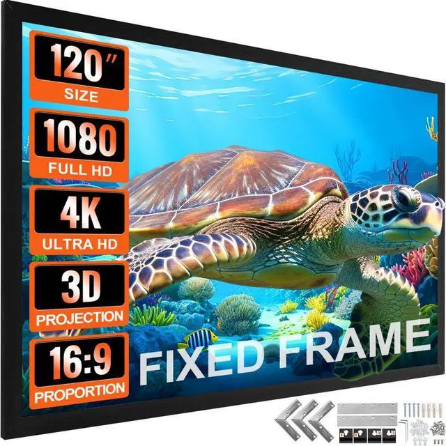 Alt view image 2 of 8 - VEVOR 120" Aluminum Fixed Frame 16:9 Projector Screen Velvet Matte White Home Office
