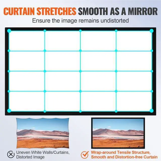 Alt view image 5 of 8 - VEVOR 120" Aluminum Fixed Frame 16:9 Projector Screen Velvet Matte White Home Office