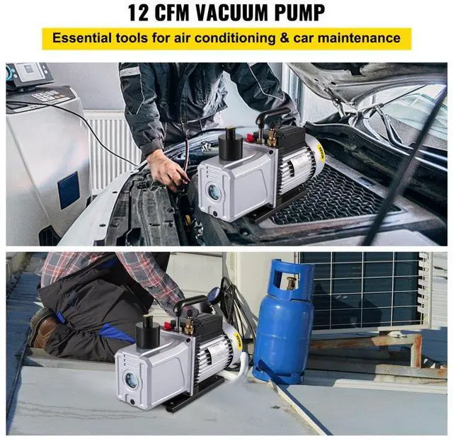 Alt view image 3 of 8 - VEVOR 12cfm Vacuum Pump Single Stage Sae 1/4" Refrigeration Repair Medical Appliances