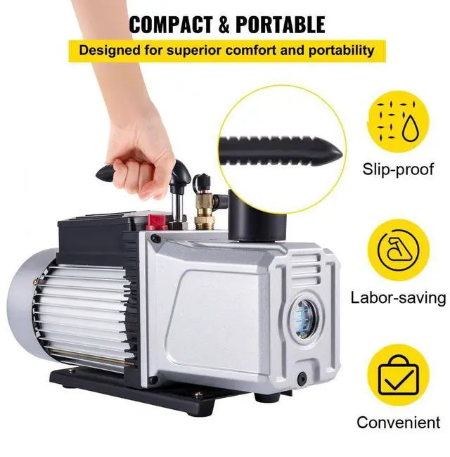 Alt view image 7 of 8 - VEVOR 12cfm Vacuum Pump Single Stage Sae 1/4" Refrigeration Repair Medical Appliances