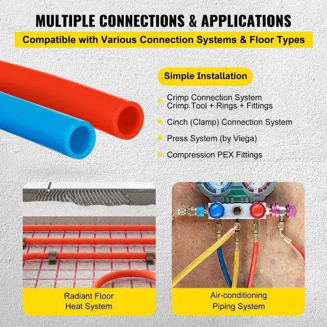 Alt view image 8 of 8 - VEVOR 1/2" Oxygen Barrier Pex Tubing 300' Red And 300' Blue For Water Plumbing Hq