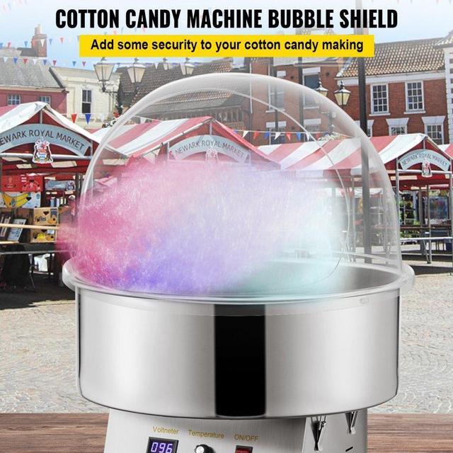 Alt view image 6 of 11 - VEVOR Cotton Candy Machine Pink Floss Maker Party 20.5" Bubble Shield Cover Clear