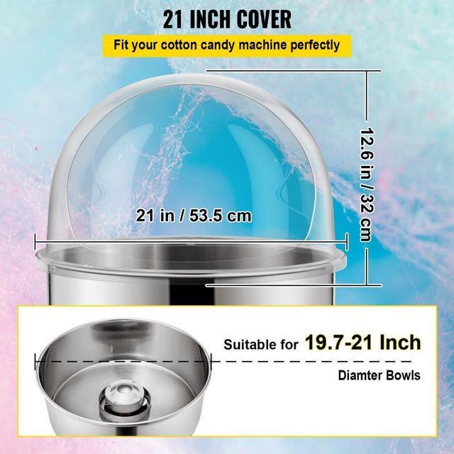 Alt view image 7 of 11 - VEVOR Cotton Candy Machine Pink Floss Maker Party 20.5" Bubble Shield Cover Clear