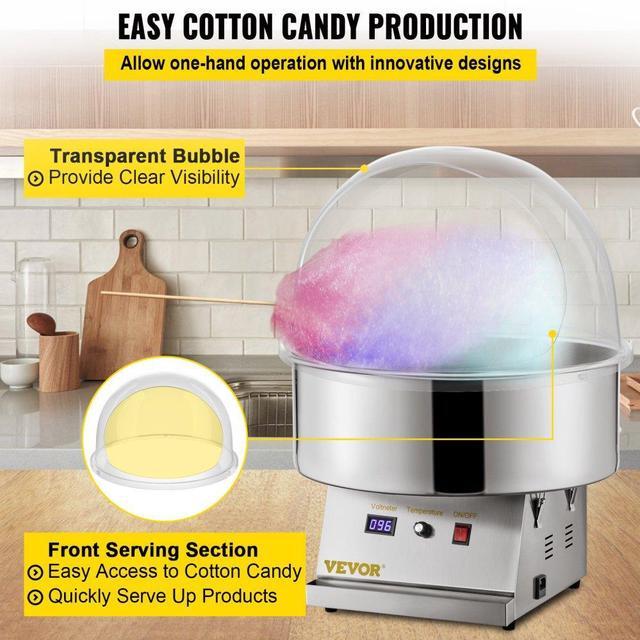 Alt view image 10 of 11 - VEVOR Cotton Candy Machine Pink Floss Maker Party 20.5" Bubble Shield Cover Clear
