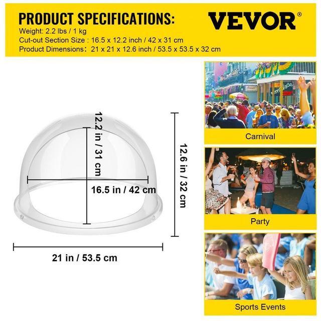 Alt view image 11 of 11 - VEVOR Cotton Candy Machine Pink Floss Maker Party 20.5" Bubble Shield Cover Clear