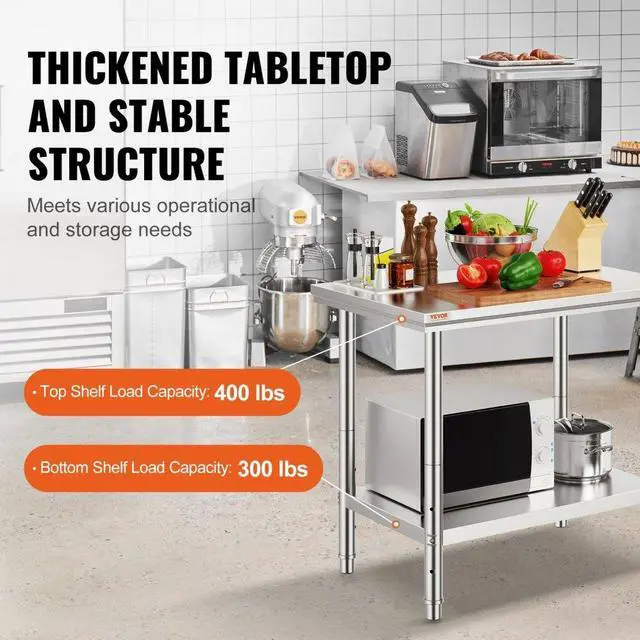 Alt view image 4 of 8 - 24" X 36" Stainless Steel Kitchen Work Table Commercial Restaurant Table