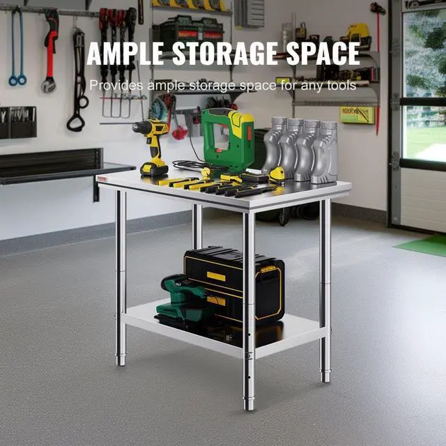 Alt view image 5 of 8 - 24" X 36" Stainless Steel Kitchen Work Table Commercial Restaurant Table