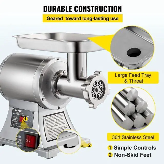 Alt view image 9 of 12 - VEVOR 550lbs/h Electric Meat Grinder 1.5hp Commercial Sausage Stuffer Filler