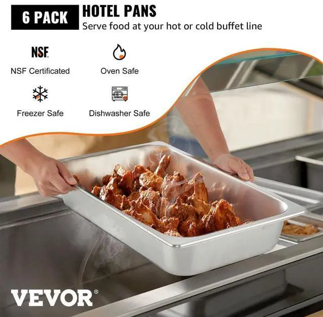 Alt view image 6 of 11 - VEVOR Steam Table Pans Bain-marie 6 Pack Catering Hotel Buffet Pans Buffet Food Pan